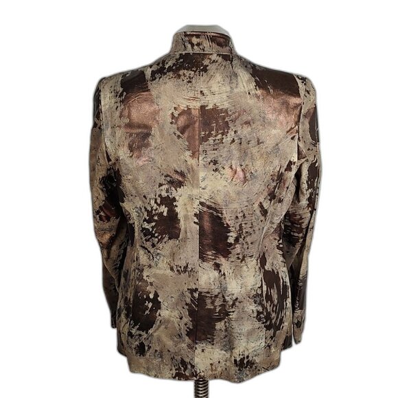 NWT! Y2K Danier Leather Jacket Abstract Metallic Bronze Nappa Light Size Large - Picture 3 of 11